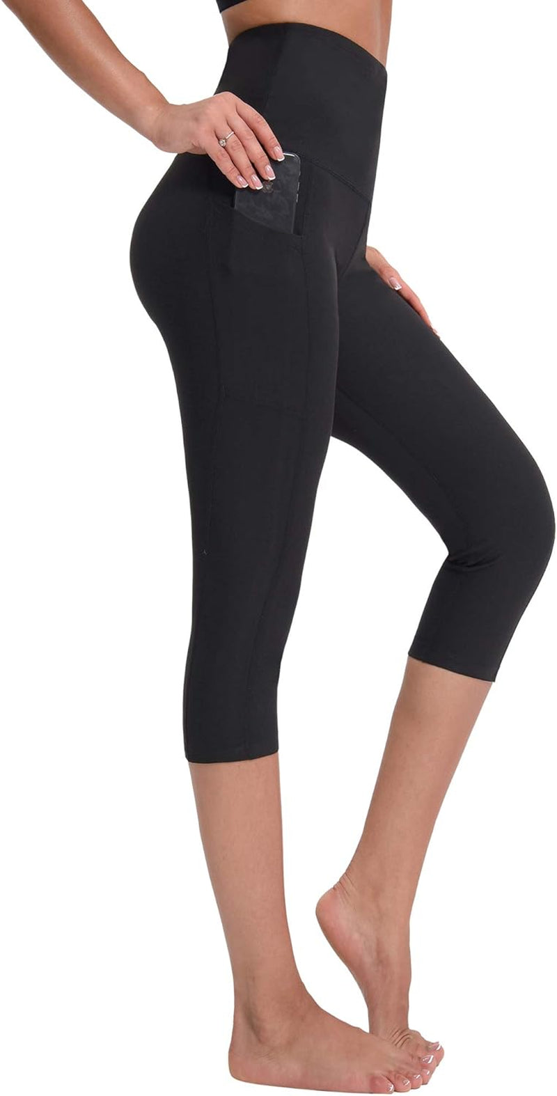 Women'S Yoga Running Capris Tummy Control High Waist Workout Pants